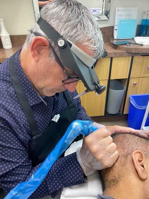 Man getting a hair transplant