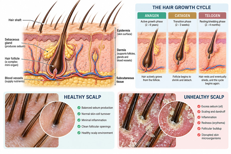 The hair growth cycle